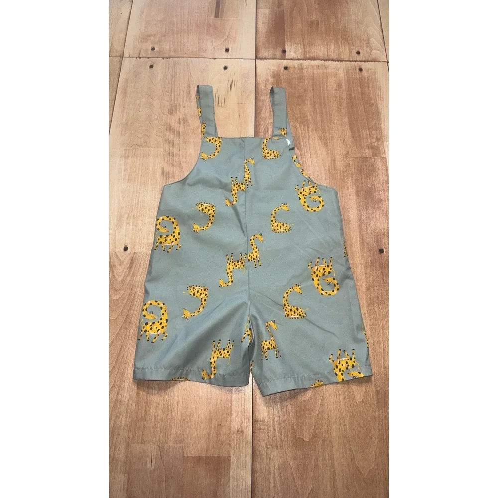 Kids‎ Giraffe Print Overalls Shorts Light Blue Size 5Y